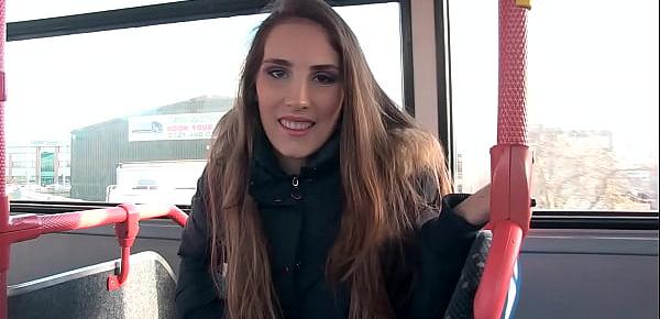  La bella blonde first pisses on the bus showing her pussy and then in front of a construction site